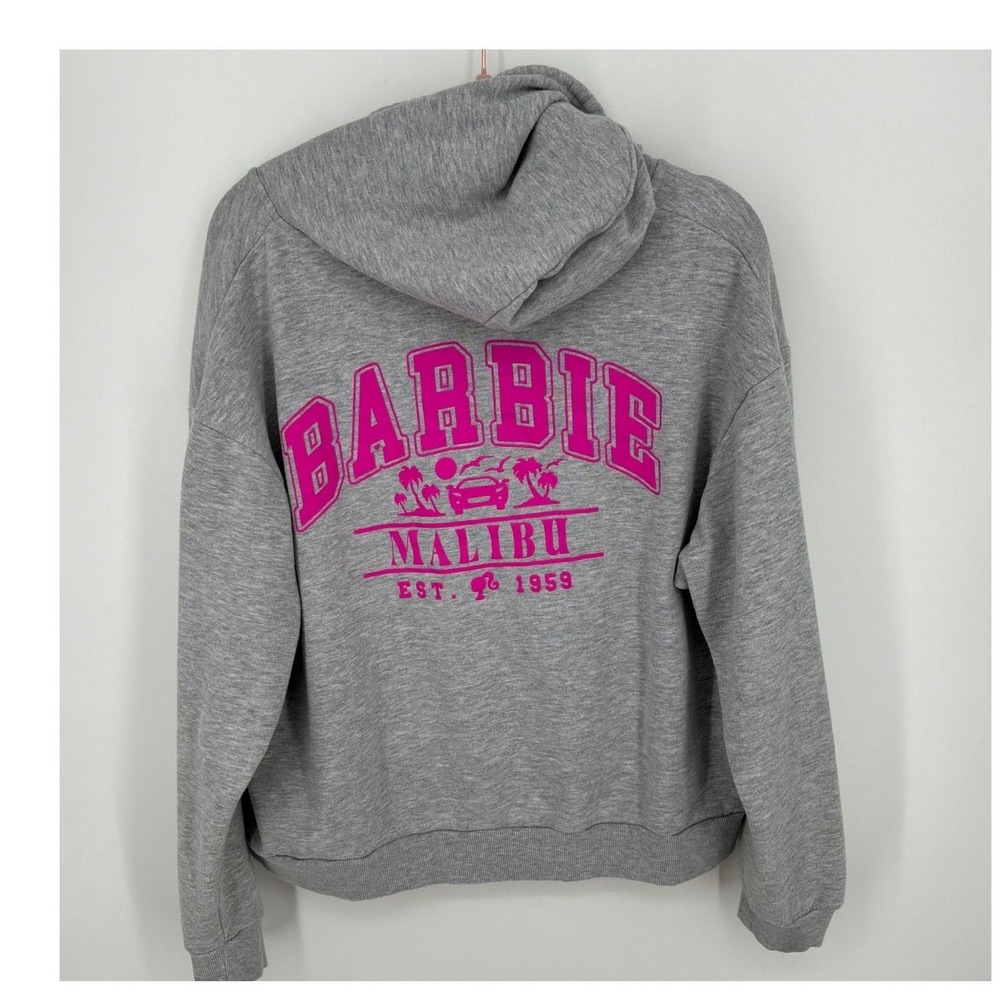 Barbie Malibu Zip Hoodie XXL Gray Pink Graphic Y2K